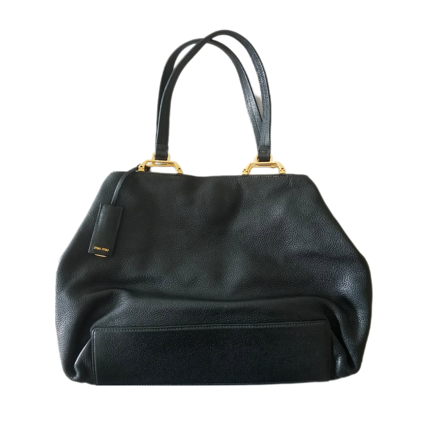 Miu Miu Madras Leather Tote with Small Bag in Black