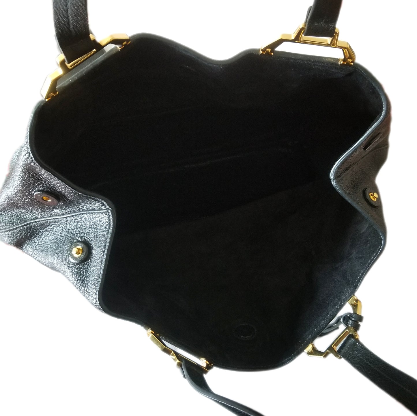 Miu Miu Madras Leather Tote with Small Bag in Black