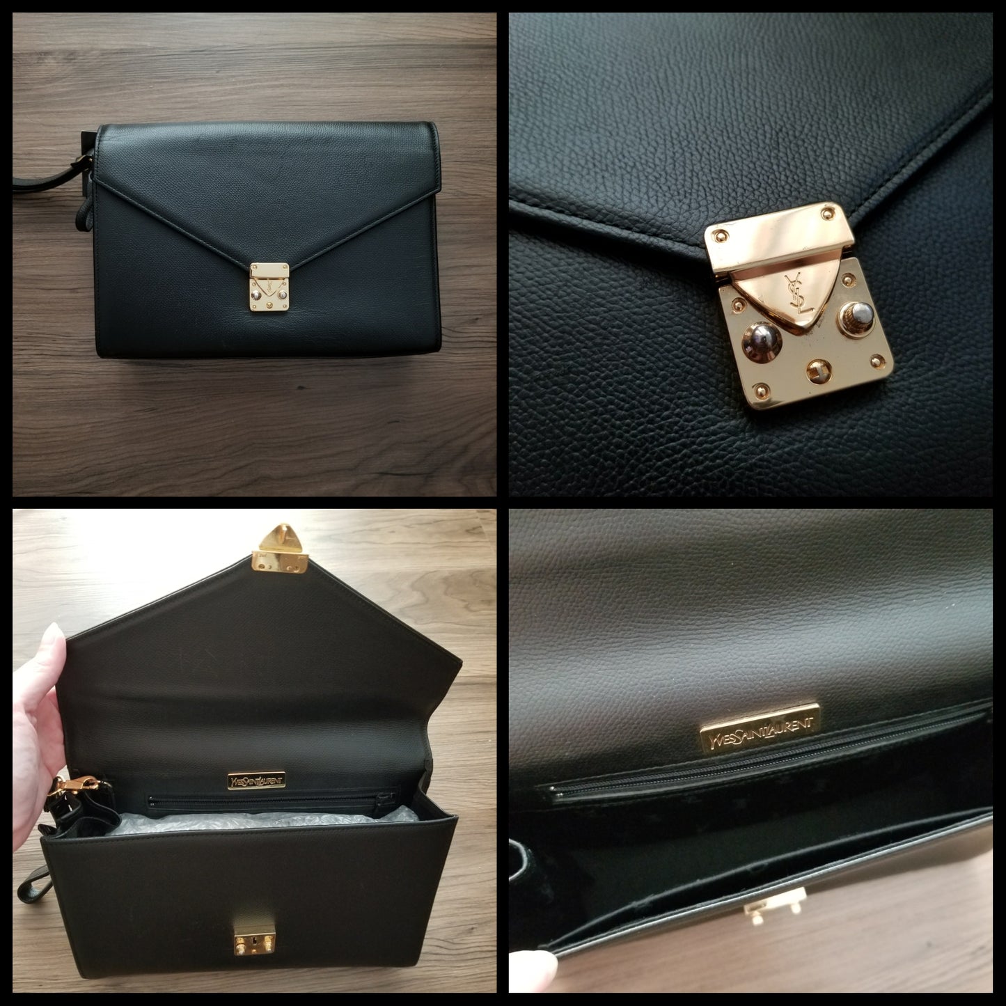 Vintage YSL Leather Clutch Bag