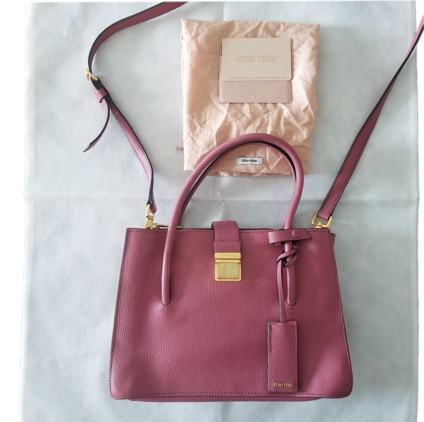Miu Miu Madras 2-way Leather Handbag in Bruyere