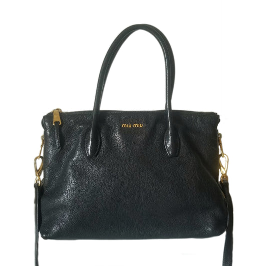 Miu Miu Madras Leather Tote Bag