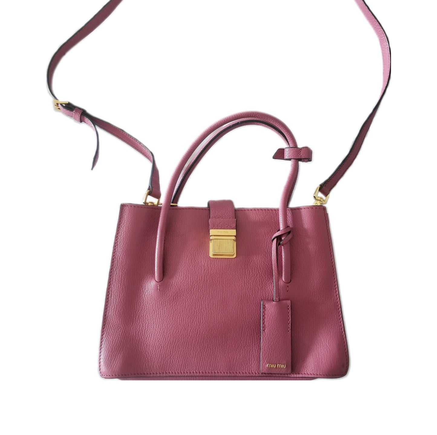 Miu Miu Madras 2-way Leather Handbag in Bruyere