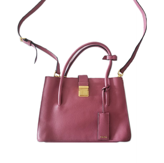 Miu Miu Madras 2-way Leather Handbag in Bruyere