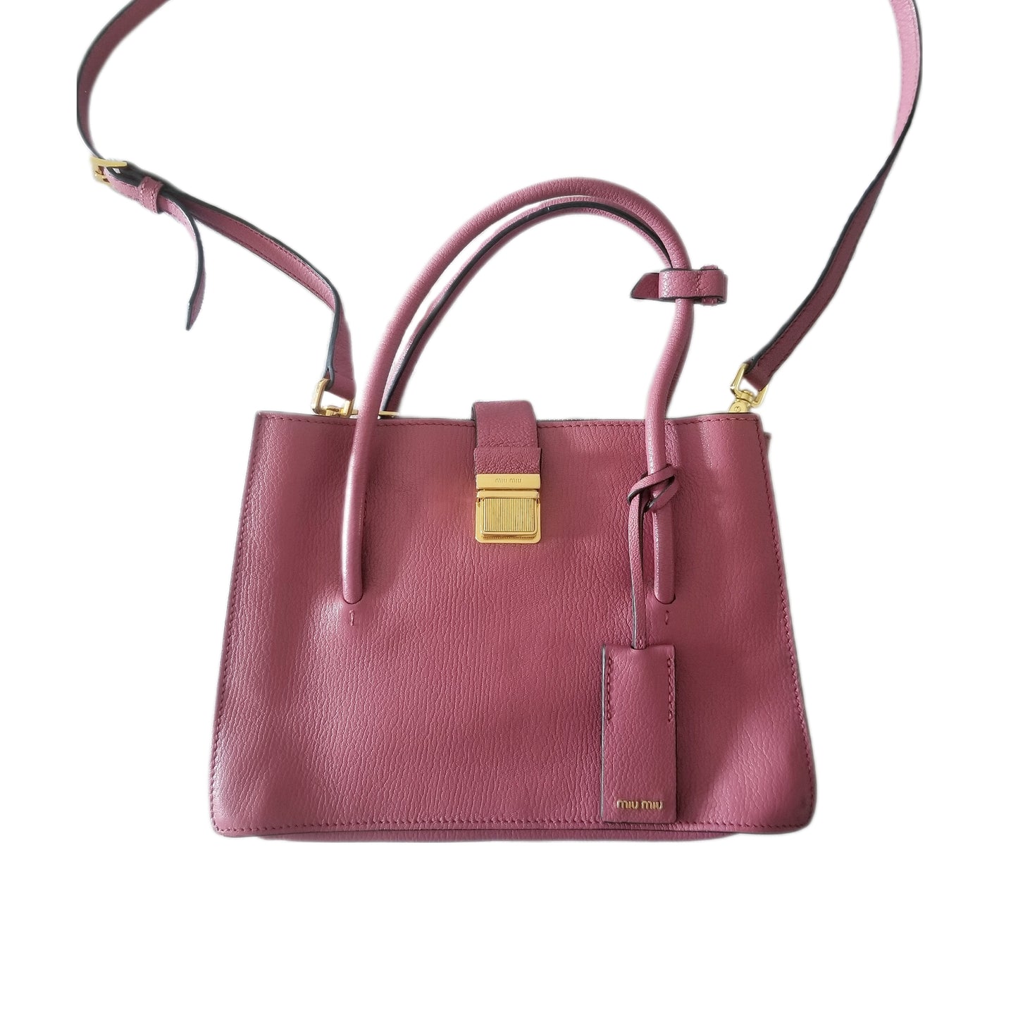 Miu Miu Madras 2-way Leather Handbag in Bruyere