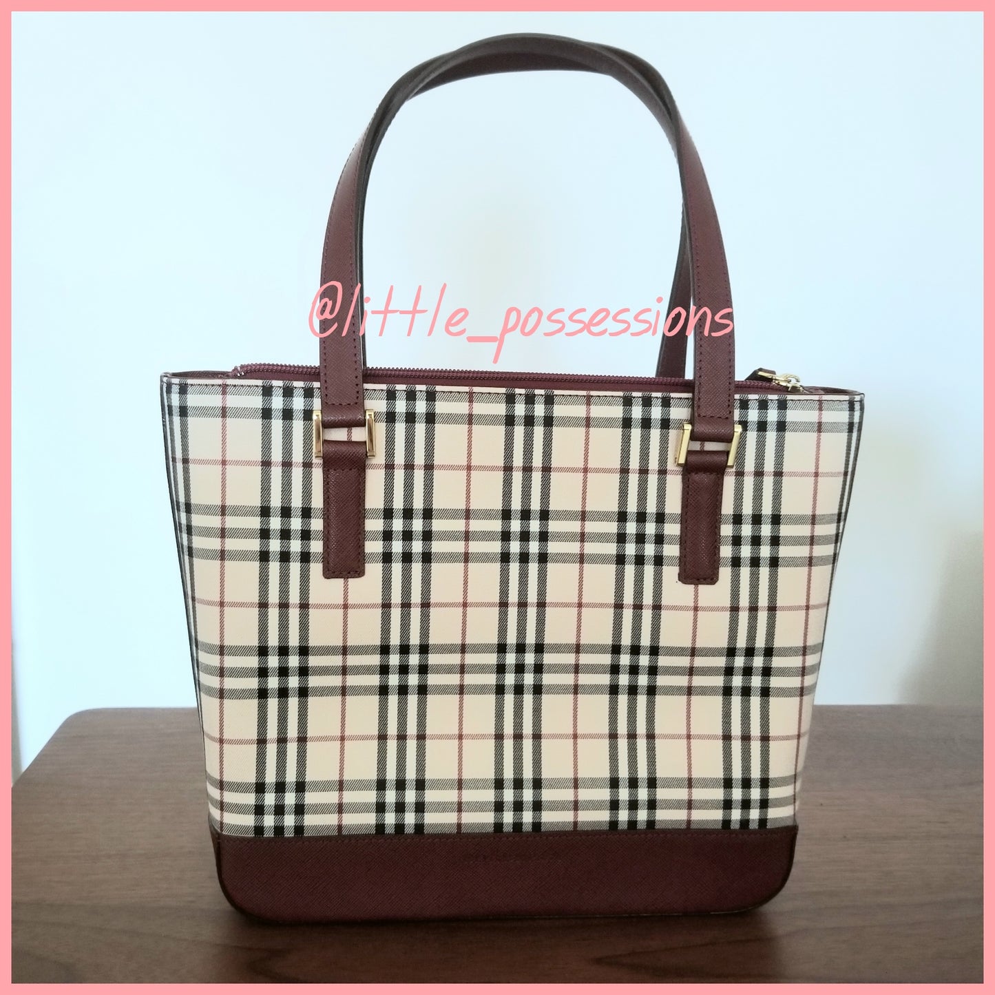 Burberry Nova Check Tote Bag in Burgundy