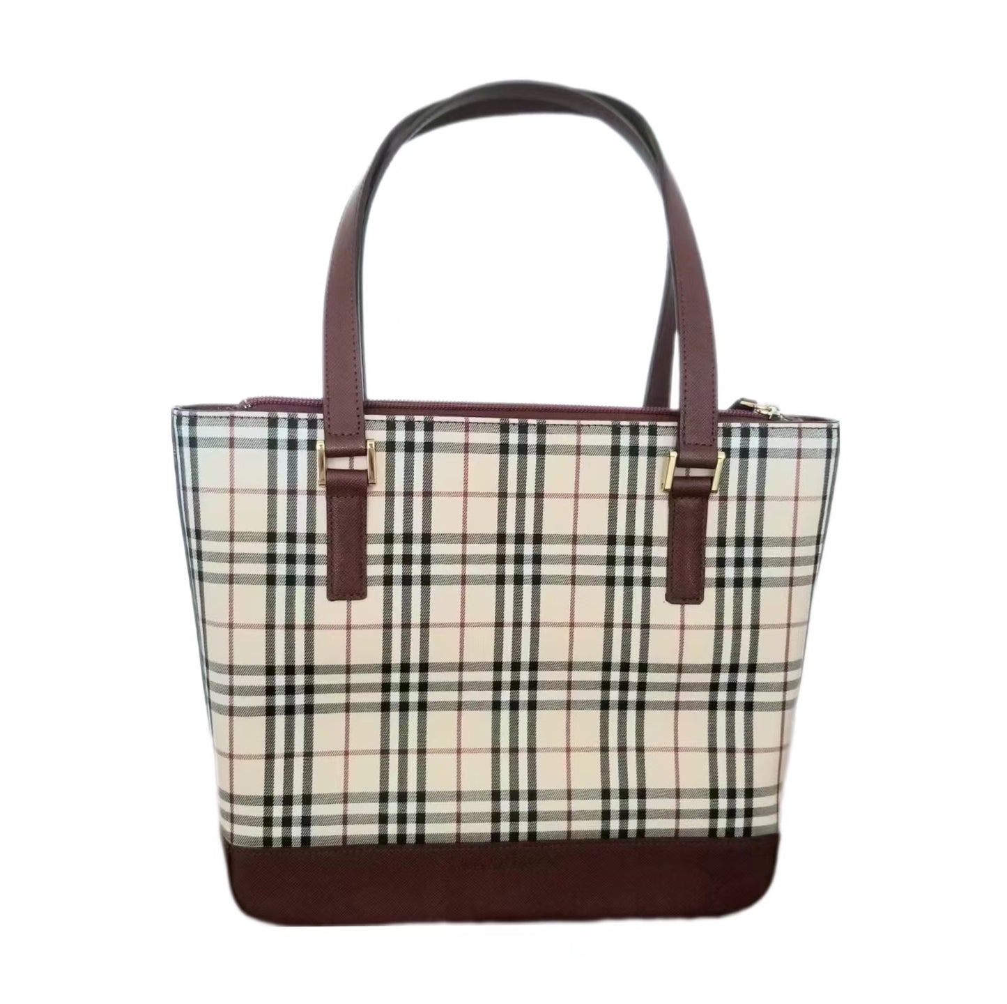 Burberry Nova Check Tote Bag in Burgundy