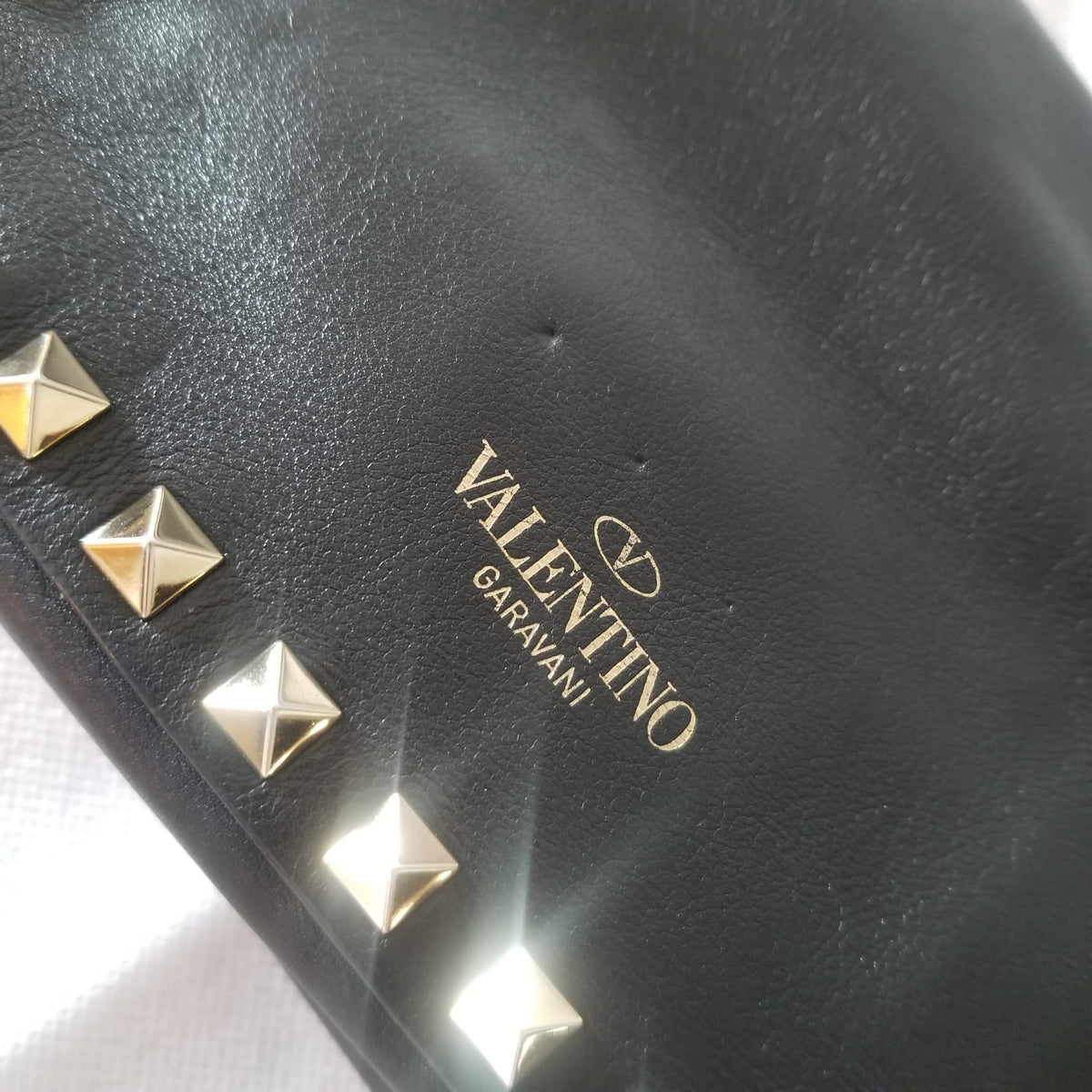 Preloved Valentino Garavani Rockstud Mini Crossbody Bag in Black with Gold stud