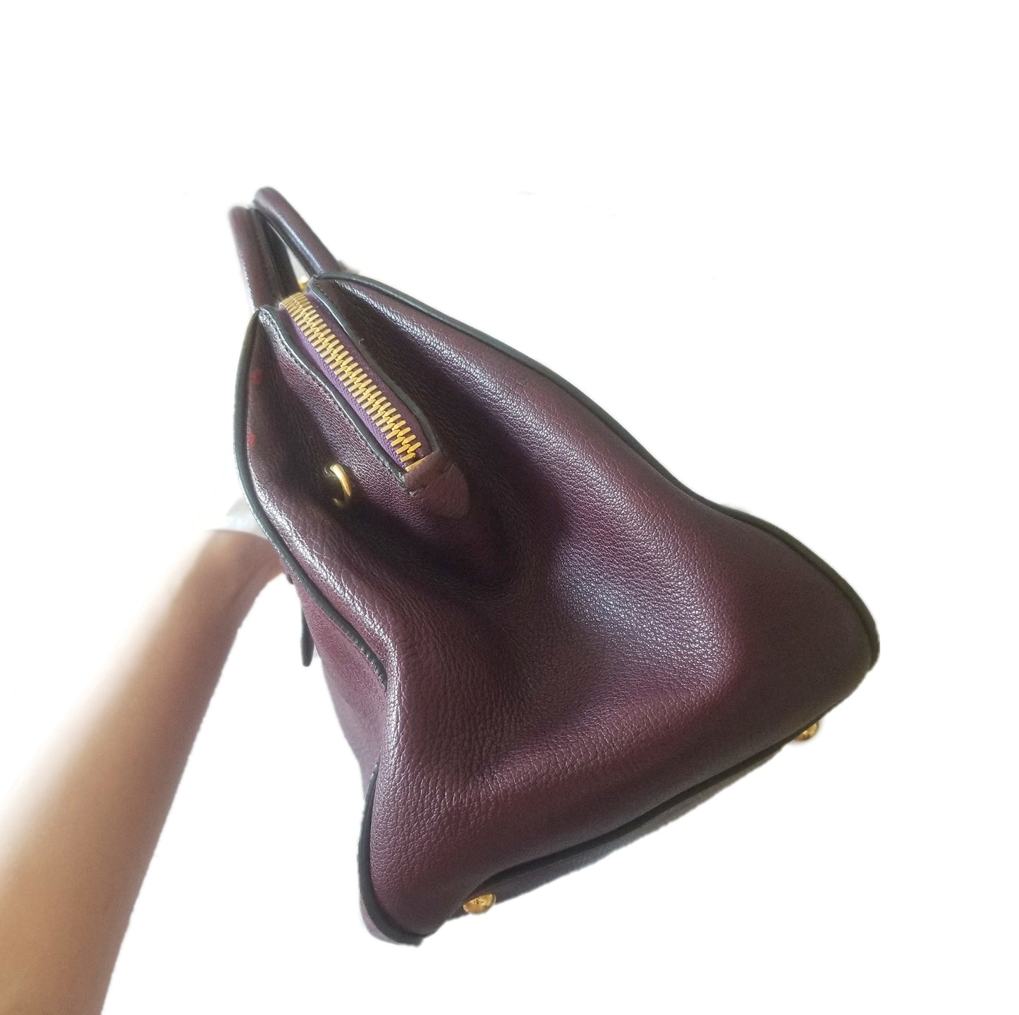 Preloved Miu Miu Vitello 2-way Leather Handbag in Burgundy