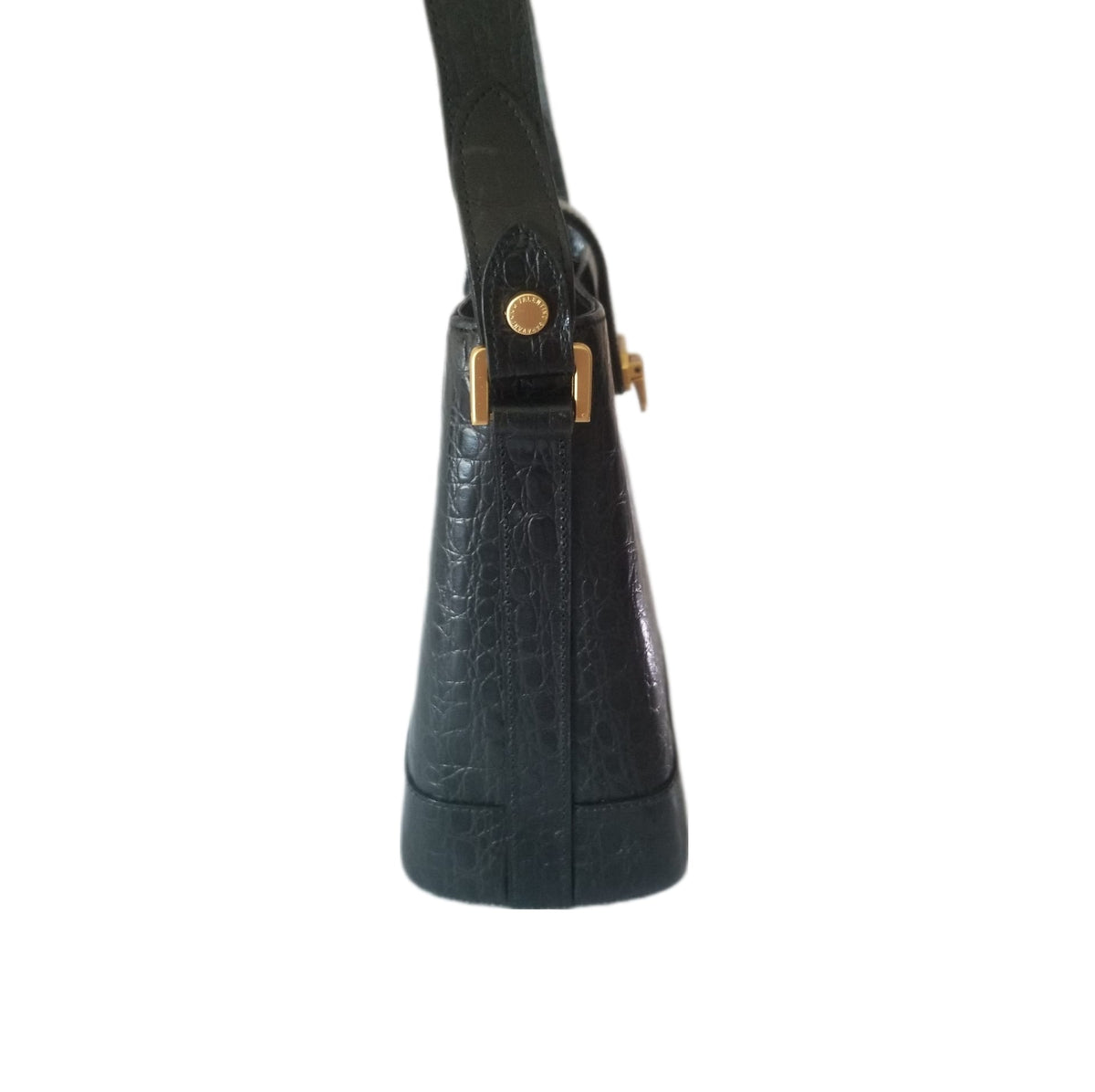 Vintage Valentino Garavani Crocodile Embossed Leather Bucket Bag in Black