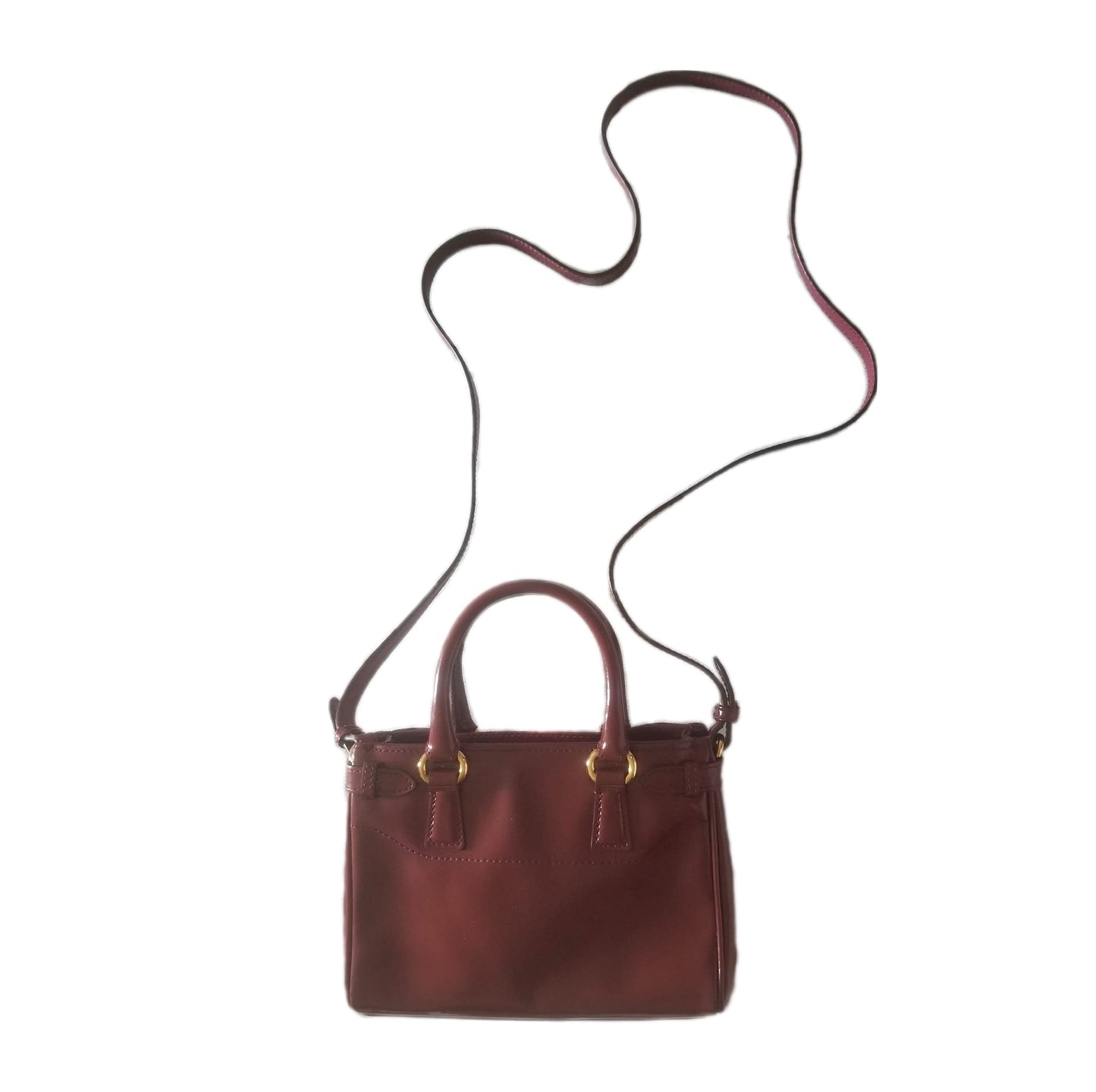 Preloved Salvatore Ferragamo Mini Gancini 2-way Leather Handbag in Burgundy/ Dark Red