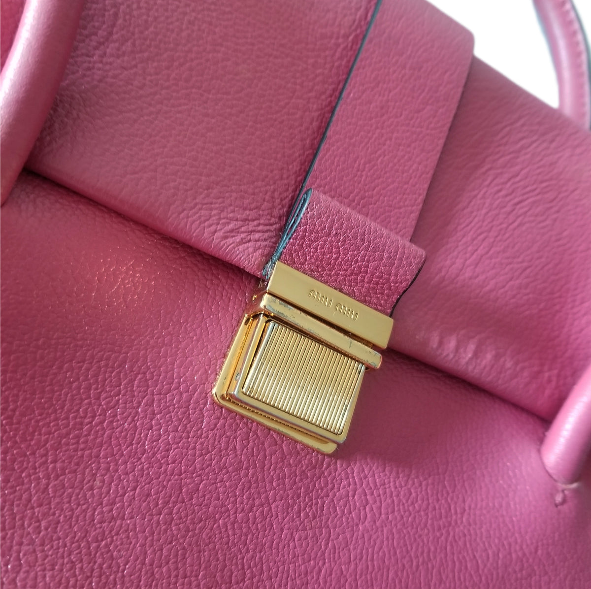 Preloved Miu Miu Madras 2-way Leather Handbag in Bruyere