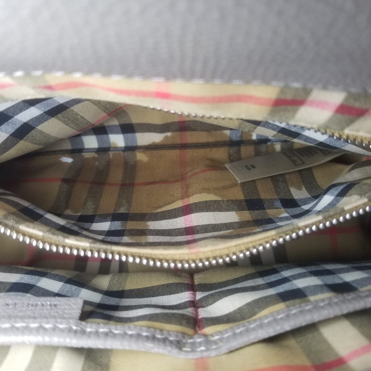 Preloved Burberry Small Banner Handbag in Light Grey