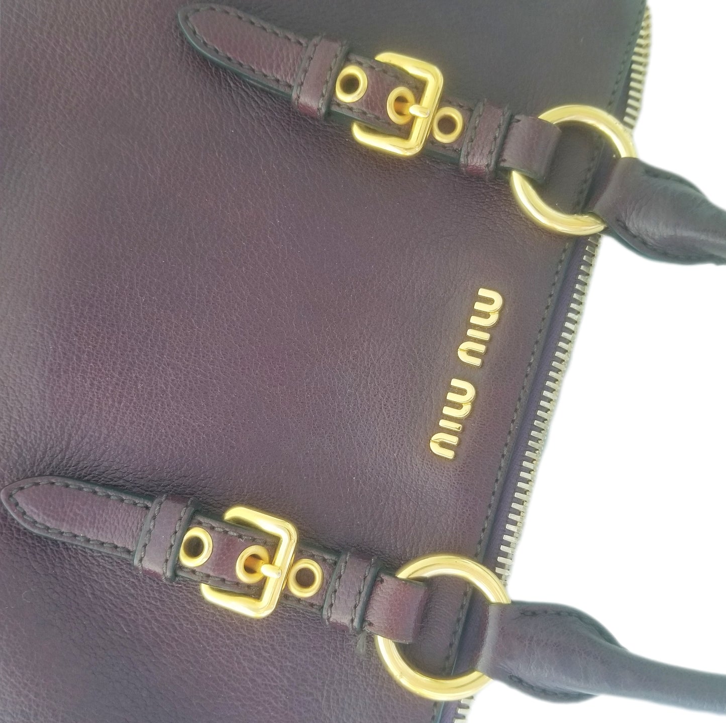 Preloved Miu Miu Vitello 2-way Leather Handbag in Burgundy