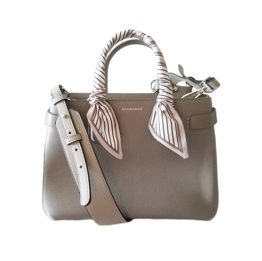 Preloved Burberry Small Banner Handbag in Light Grey