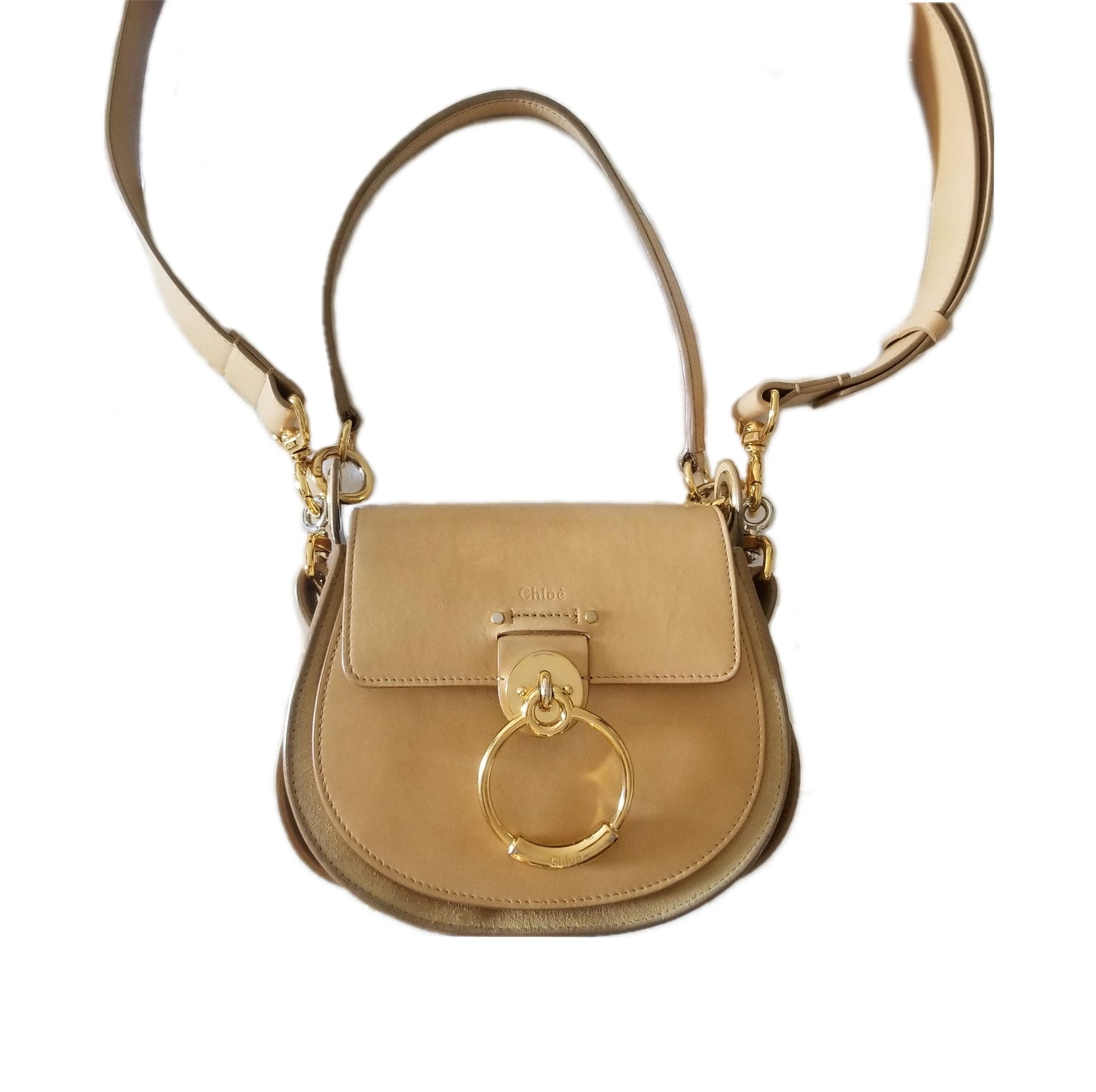 Chloé Small Tess Leather Handbag in Tan