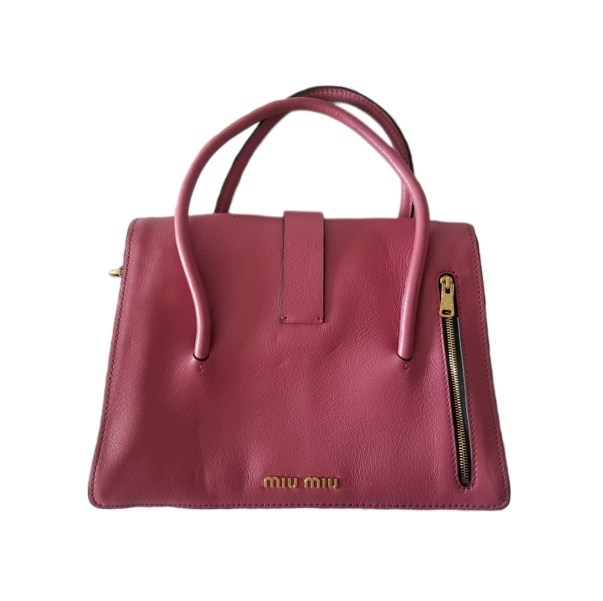 Preloved Miu Miu Madras 2-way Leather Handbag in Bruyere