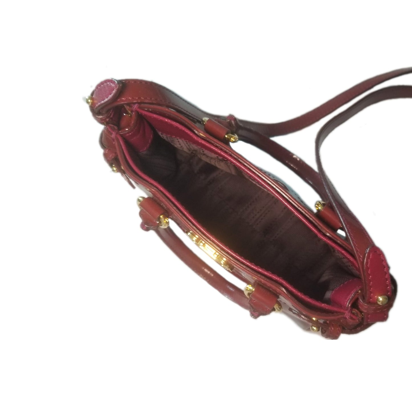 Preloved Salvatore Ferragamo Mini Gancini 2-way Leather Handbag in Burgundy/ Dark Red