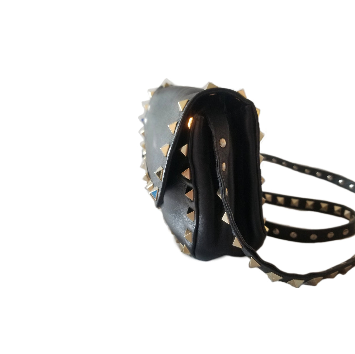 Preloved Valentino Garavani Rockstud Mini Crossbody Bag in Black with Gold stud