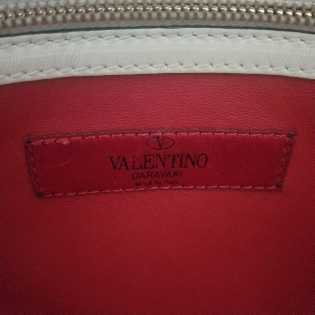 Preloved Valentino Garavani Rockstud Leather Tote Bag in White