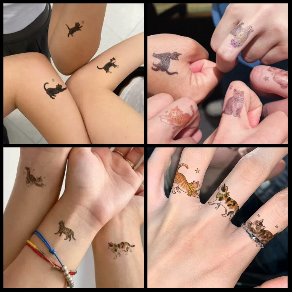 All about that cats-Hand tattoo stickers and UV nail stickers set