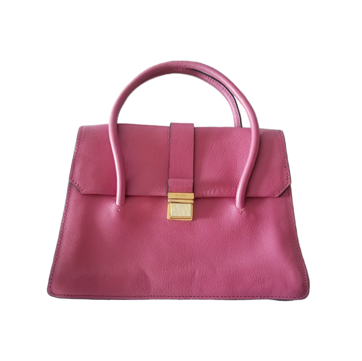 Preloved Miu Miu Madras 2-way Leather Handbag in Bruyere