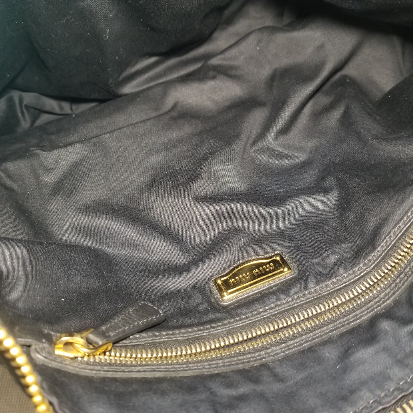 Miu Miu Vitello Leather Handbag in Black