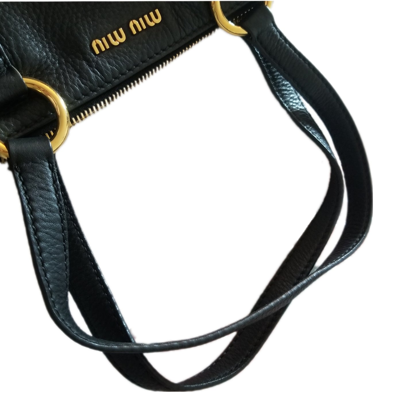 Miu Miu Vitello Leather Handbag in Black