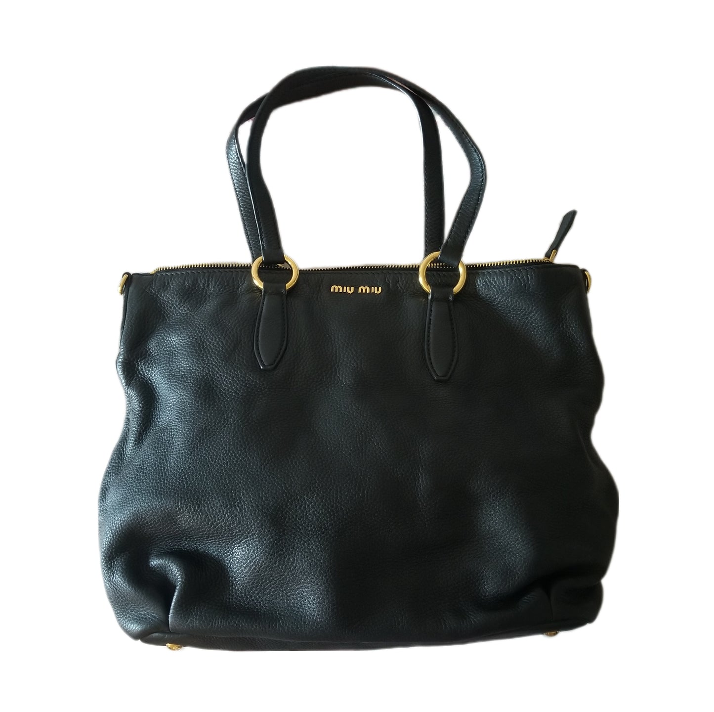 Miu Miu Vitello Leather Handbag in Black