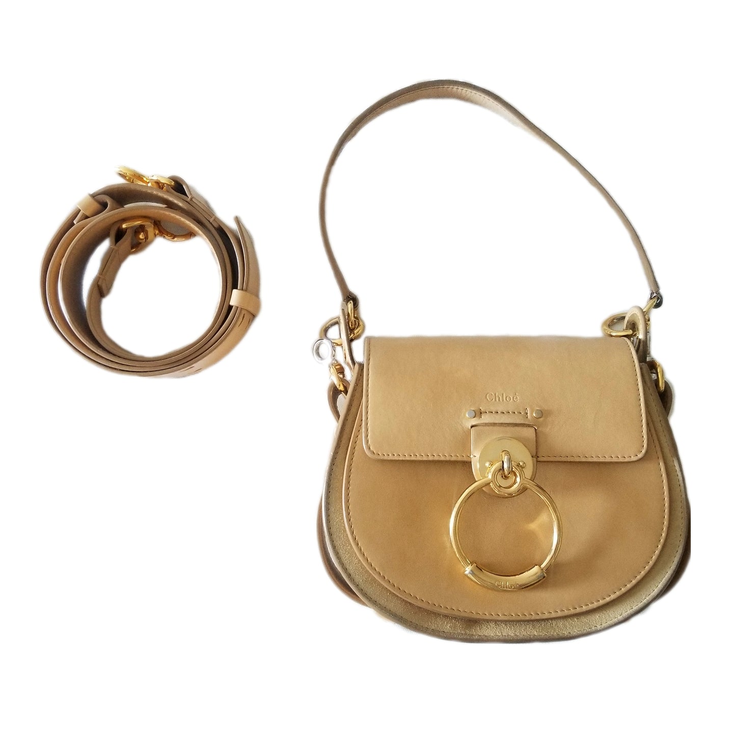 Chloé Small Tess Leather Handbag in Tan