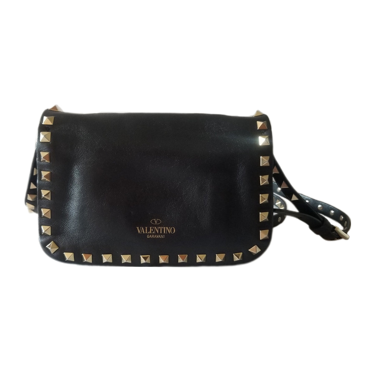 Preloved Valentino Garavani Rockstud Mini Crossbody Bag in Black with Gold stud