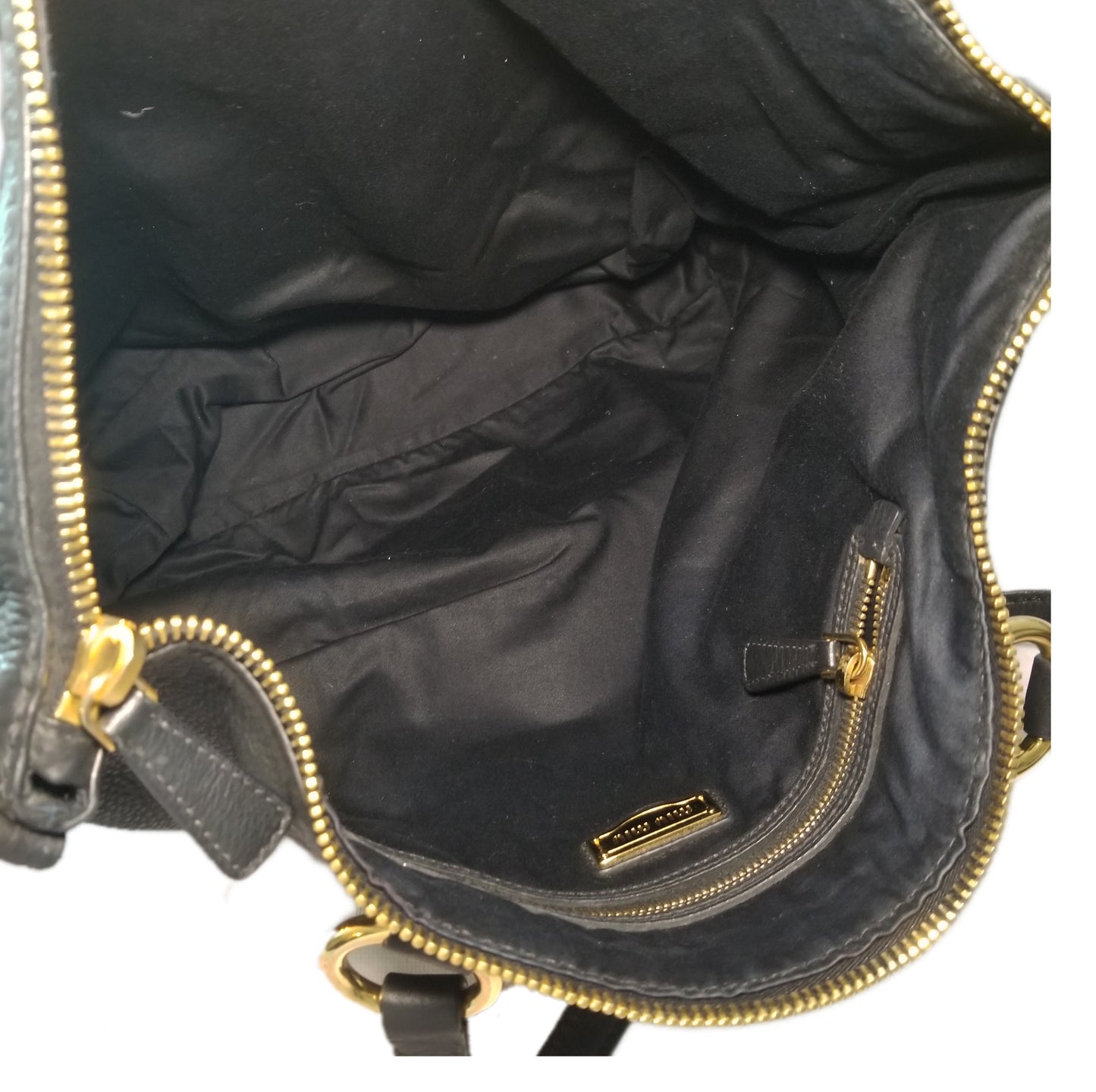 Miu Miu Vitello Leather Handbag in Black