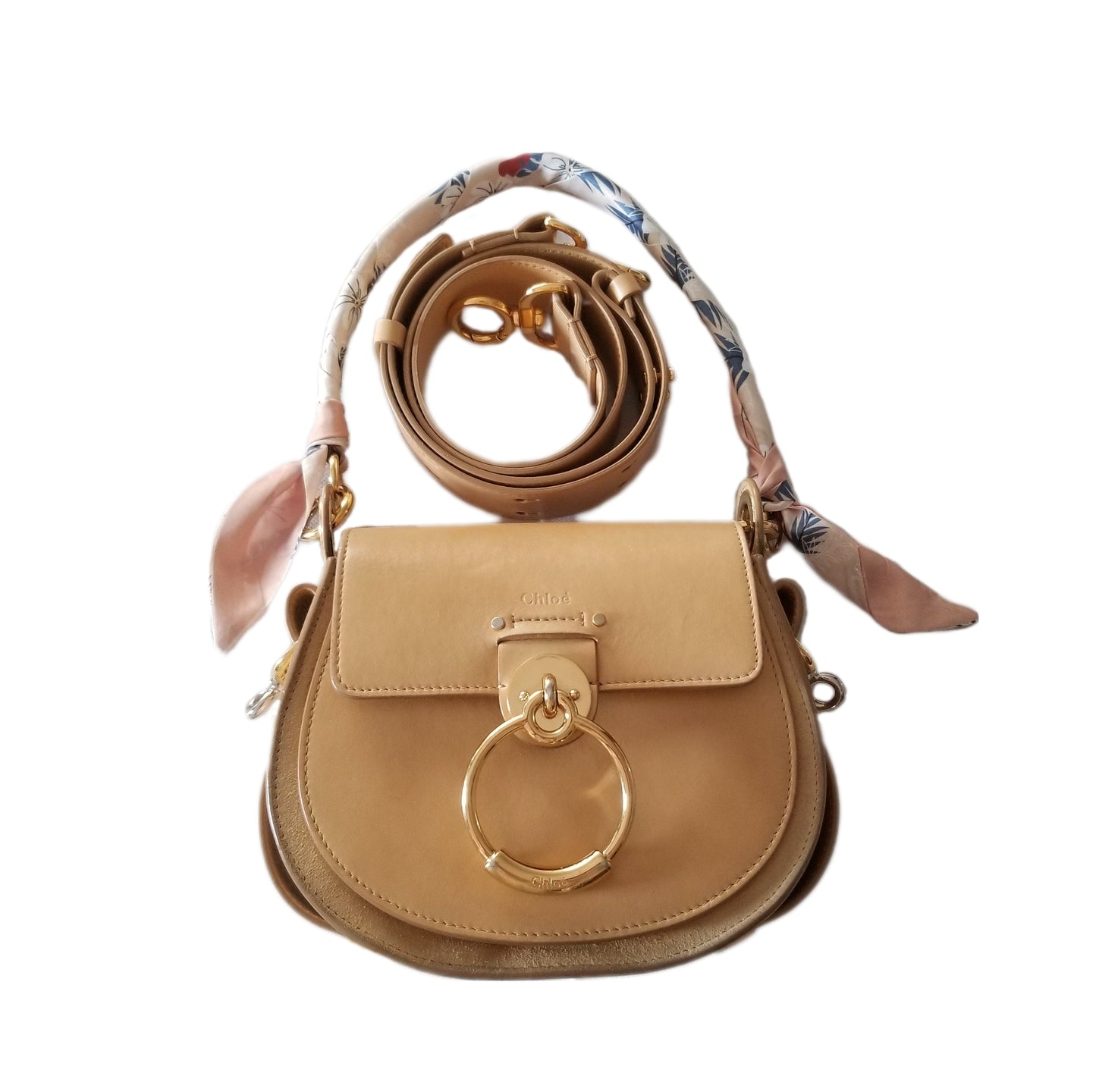 Chloé Small Tess Leather Handbag in Tan