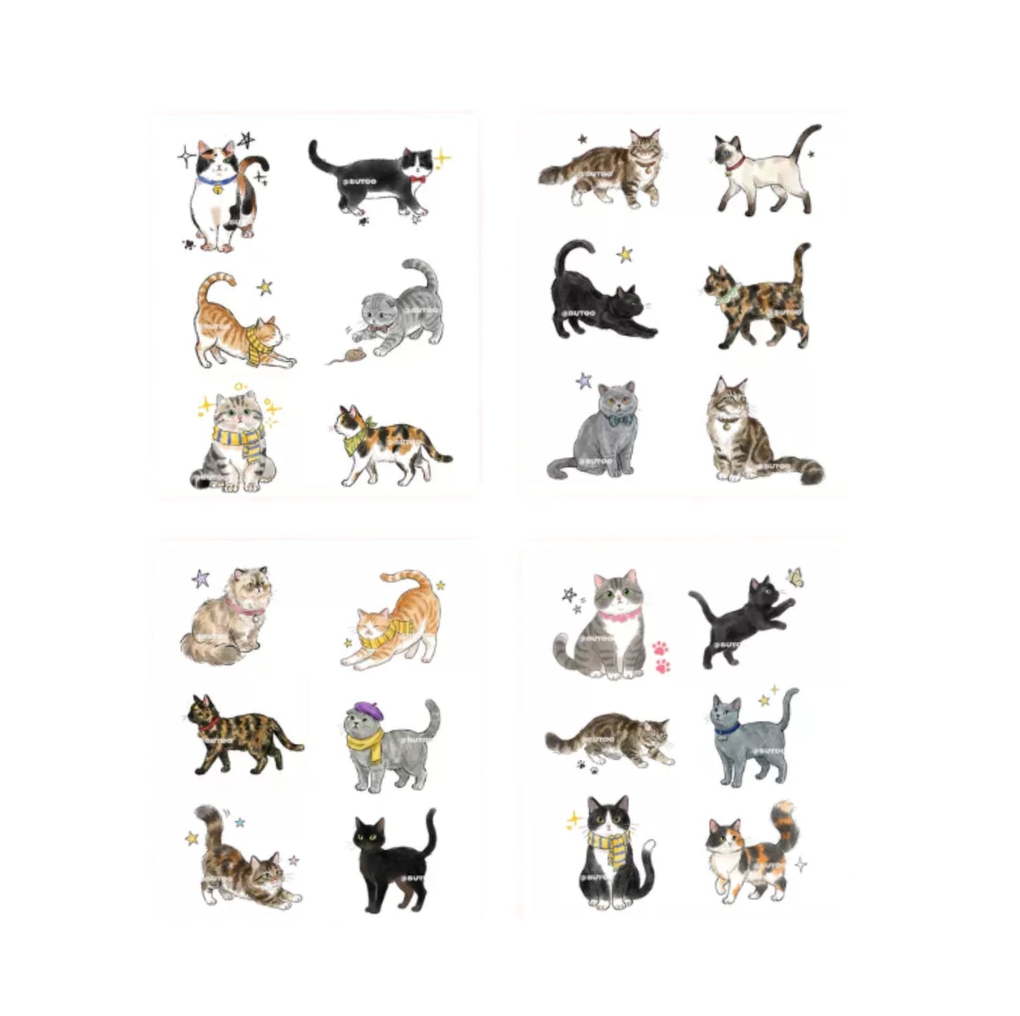 All about that cats-Hand tattoo stickers and UV nail stickers set