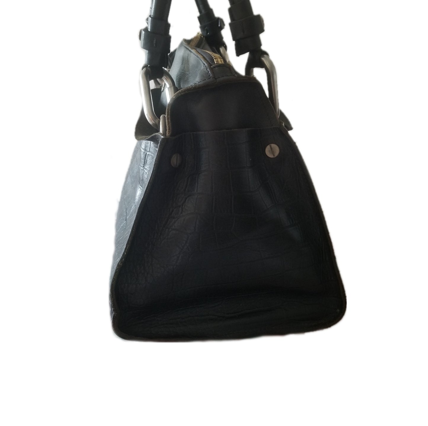 Chloé Cyndi Embossed Leather Handbag in Black