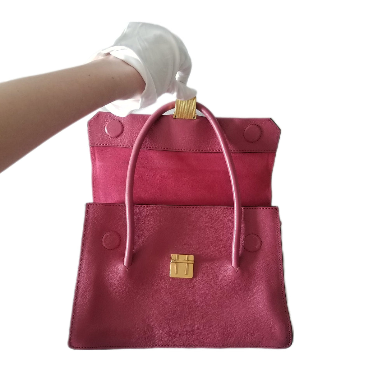 Preloved Miu Miu Madras 2-way Leather Handbag in Bruyere