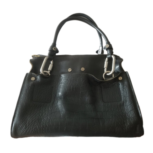 Chloé Cyndi Embossed Leather Handbag in Black