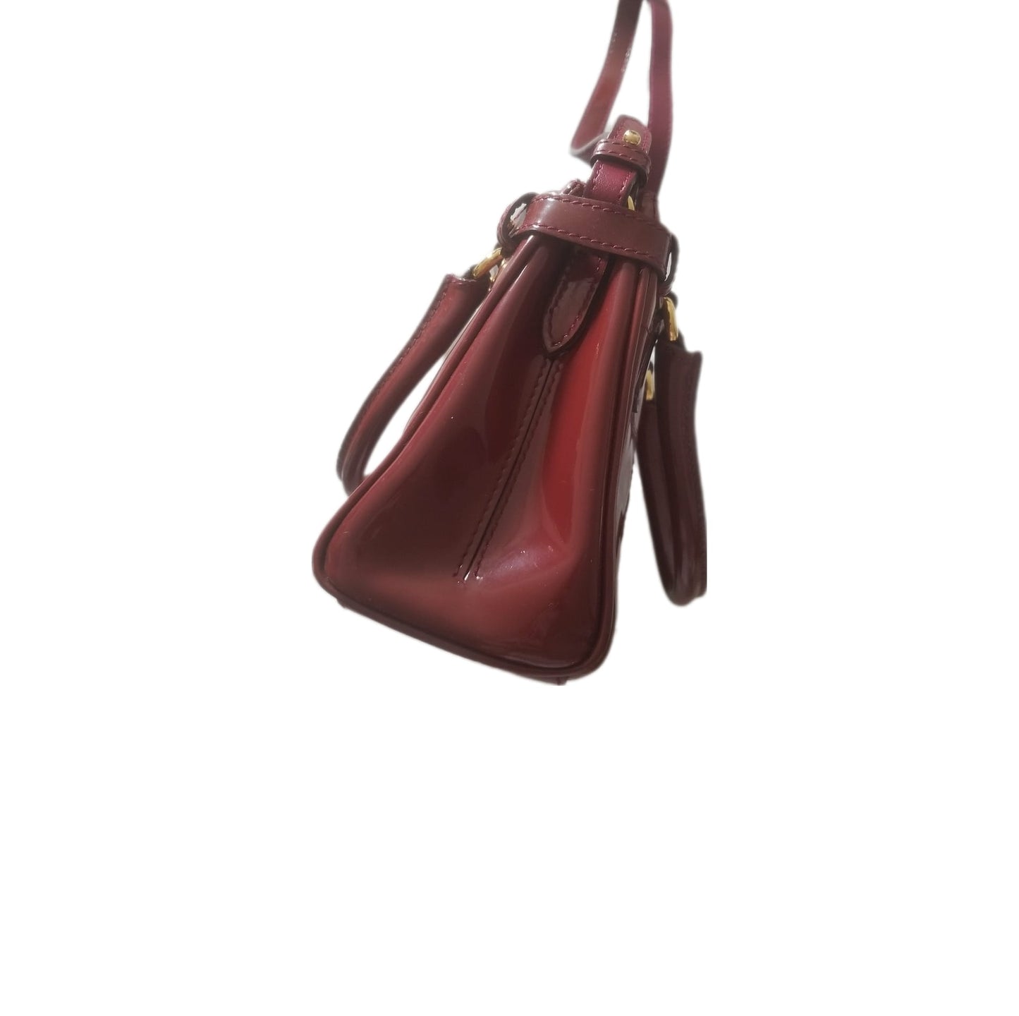 Preloved Salvatore Ferragamo Mini Gancini 2-way Leather Handbag in Burgundy/ Dark Red