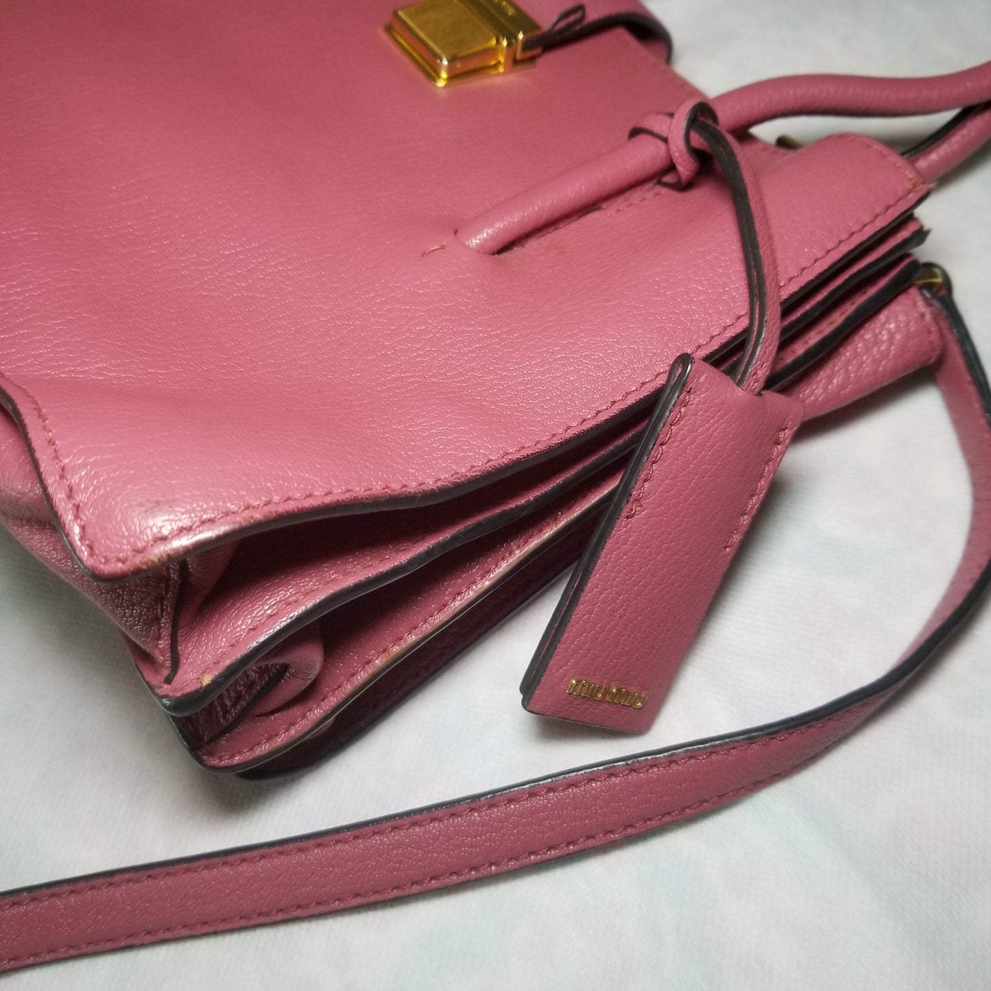 Miu Miu Madras 2-way Leather Handbag in Bruyere